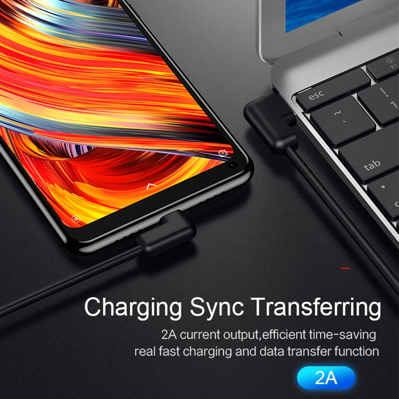 USAMS USB C кабель 90 градусов изгиб Type Быстрая зарядка для передачи данных мобильный