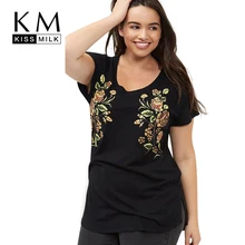 

Kissmilk Plus Size New Fashion Women Clothing Casual Short Sleeve O-Neck Tops Streetwear Print Big Size T-shirt 3XL 4XL 5XL 6XL