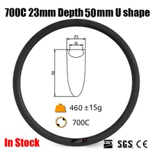 Catazer Toray Carbon T700 700C 23mm Wide 50mm Clincher UD Rim U Shape Road Bike Triathlon TT Cyclocross with Basalt Brake 1 Pcs