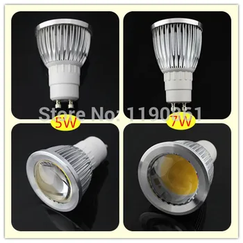 

free shipping hot selling 10pcs 5W 7W COB GU10 LED spotlight bulbs 90 Degree warm white/ cool white