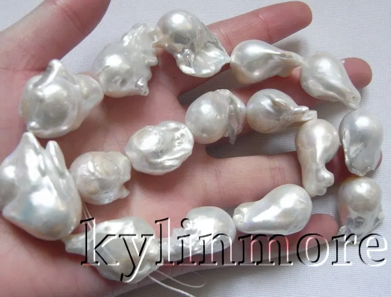 

17x20-25x30mm White Nucleated Flameball Baroque Pearls 15.5