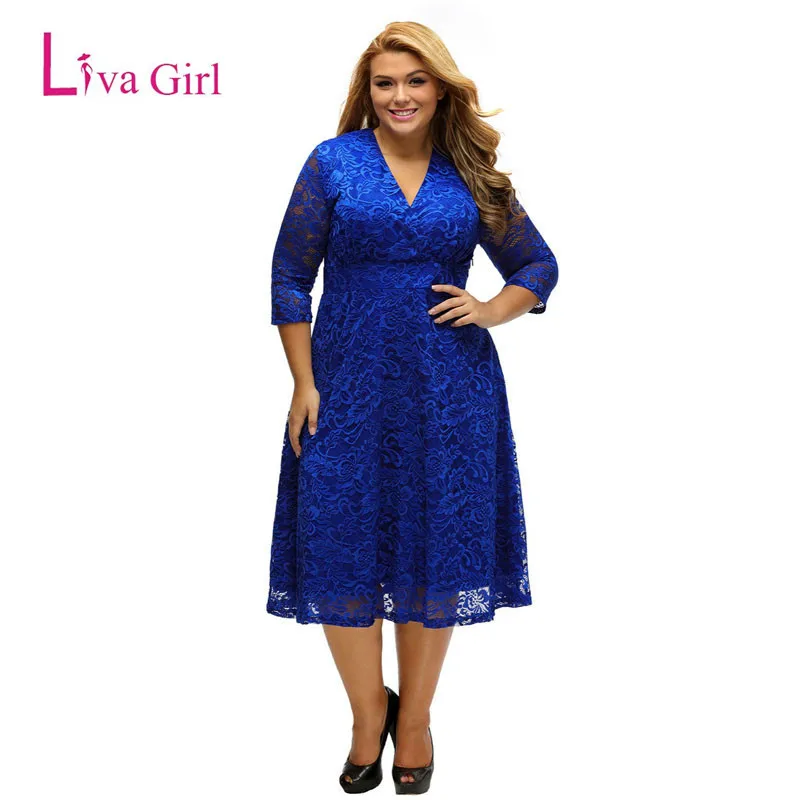 Liva Girl Autumn Winter Lace Dresses Women Burgundy Plus Size Dress V-neck Surplice Formal Skater Dress Casual Vestido de Renda
