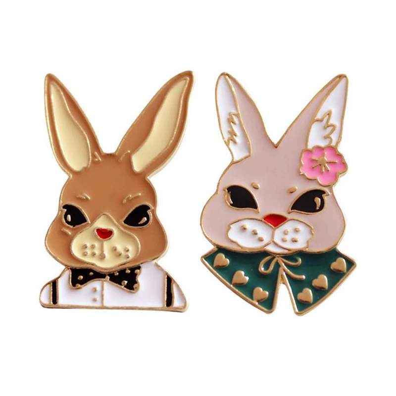 Buy Japanese Style Cute Rabbit Enamel Pins Mr. & Ms