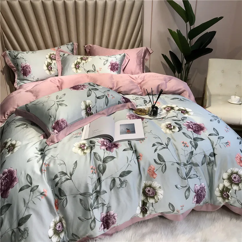 روبا دي كاما ايوسل الحرير 4 Pcs الملك الملكة حجم طقم سرير الفاخرة غطاء لحاف غطاء سرير أغطية شرشف dekbedovertrek روبا دي كاما ايوسل الحرير 4 Pcs الملك الملكة حجم طقم سرير الفاخرة غطاء لحاف غطاء سرير أغطية شرشف dekbedovertrek