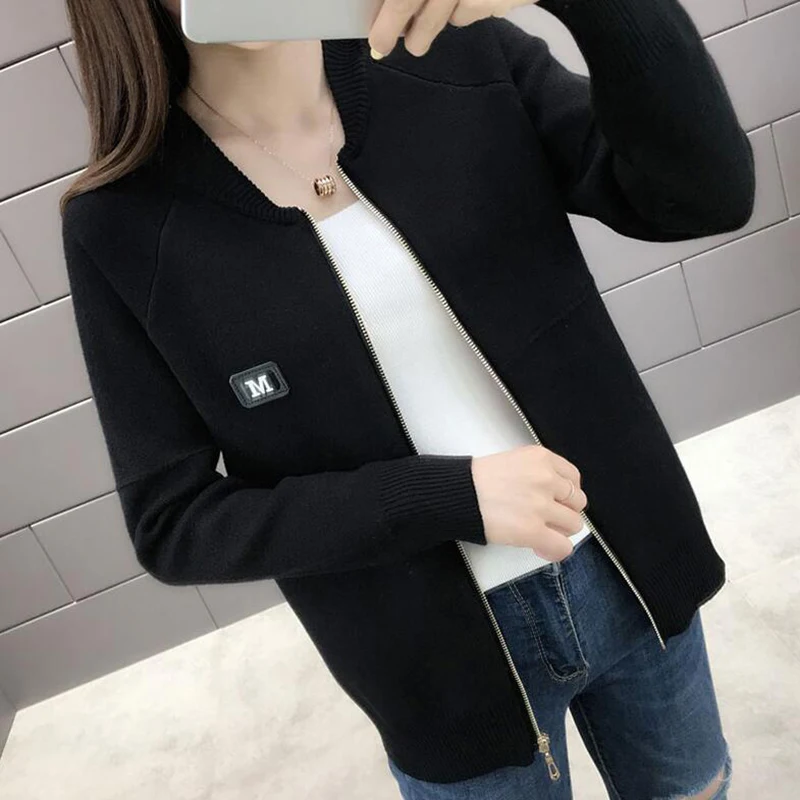 Women Cardigan New Fashion Autumn Casual Long Sleeve zipper Short Knitted Sweater Cardigan Coat For Women knit Jacket Tops