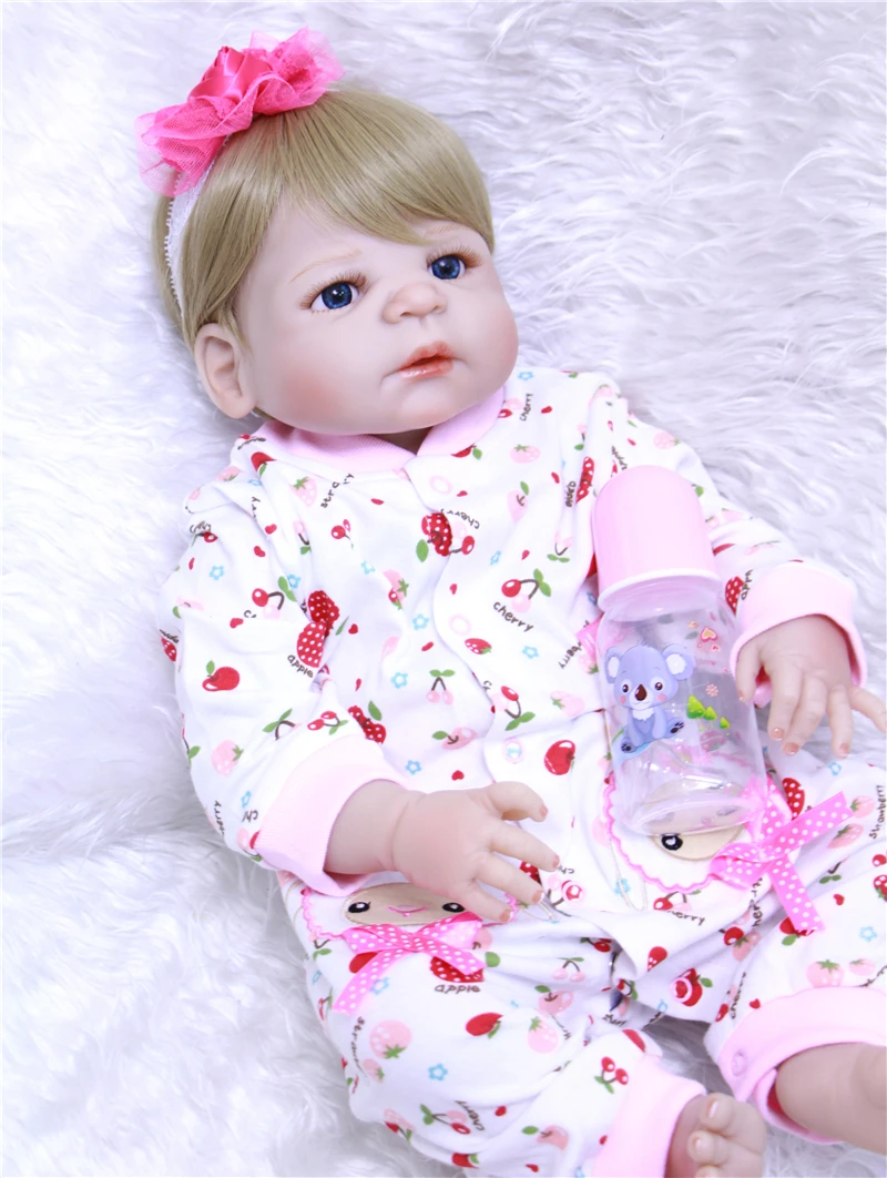 

Full body silicone reborn baby girl dolls 22inch bebes reborn bonecas lifelike new born toddler baby princess dolls