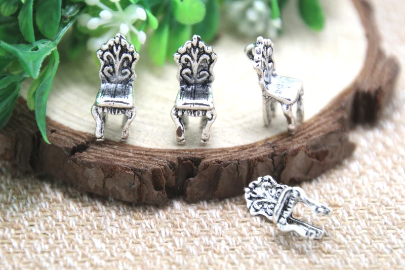 

20pcs- chair Charms Antique Tibetan silver 3D chair pendants 19x8x7mm