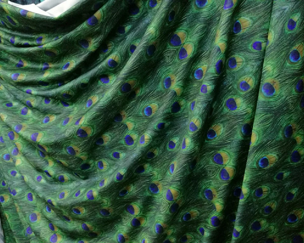 50 см* 155 см Цифровая печать спандекс купальный текстиль качество перо павлина трикотажный материал