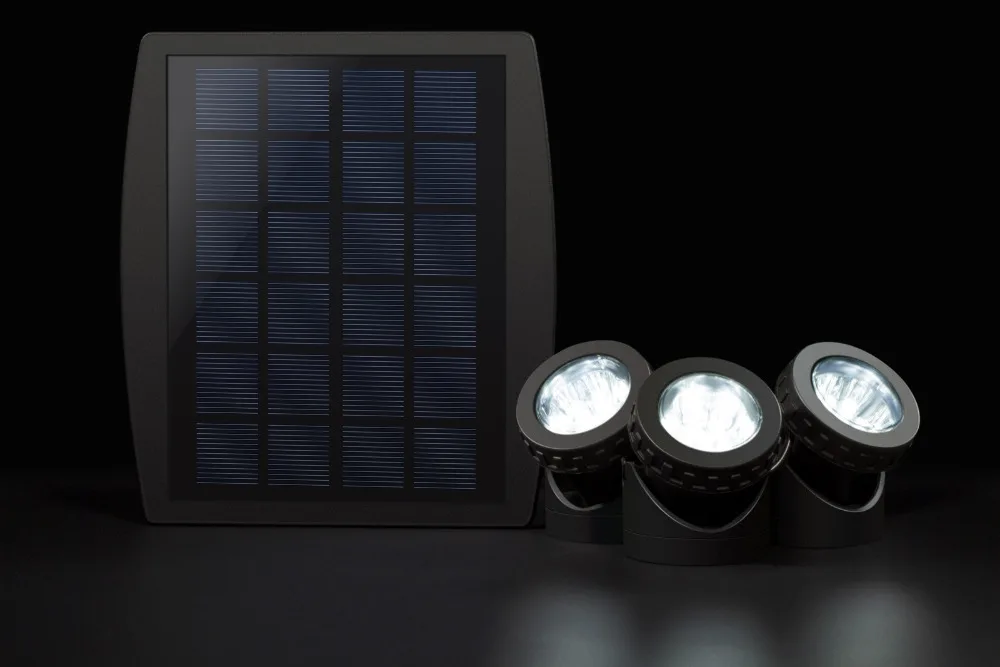 3 головки солнечная лужайка лампа белый/теплый белый/синий IP68 led подводный