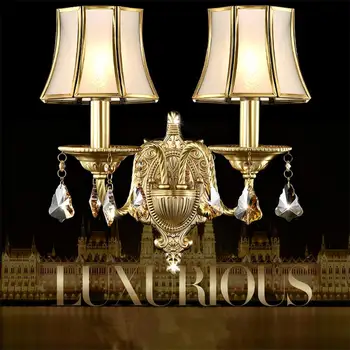 

European Luxury Wall Lamp Applique Murale Luminaire Wandlamp Lampara Pared Bedroom Mirror Light Sconces Full Copper Wall Light