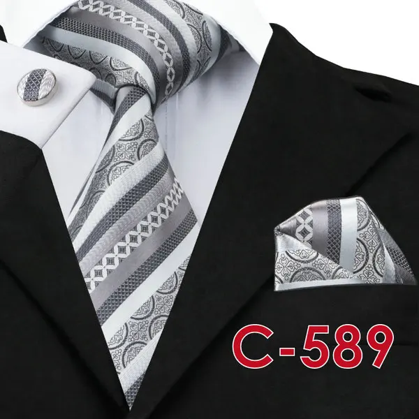 C-1116, модный мужской галстук, набор, золотой, снежный, для шеи, галстук, карманные, квадратные, запонки, 8,5 см, Классические жаккардовые шелковые галстуки для мужчин, костюмы, корбаты - Цвет: C589