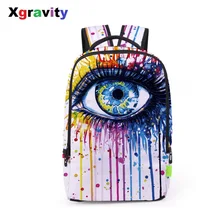 Xgravity граффити красочные женские рюкзаки школьный глаз для девочек подростков школьный рюкзак женские сумки подростковые радужные мешки H177