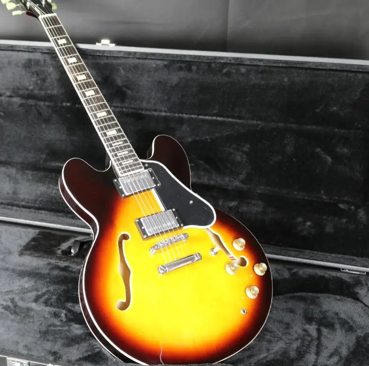 

ES-335 Custom Semi Hollow Body Electric Guitar Sunburst COlor Mahogany Neck Top Quality