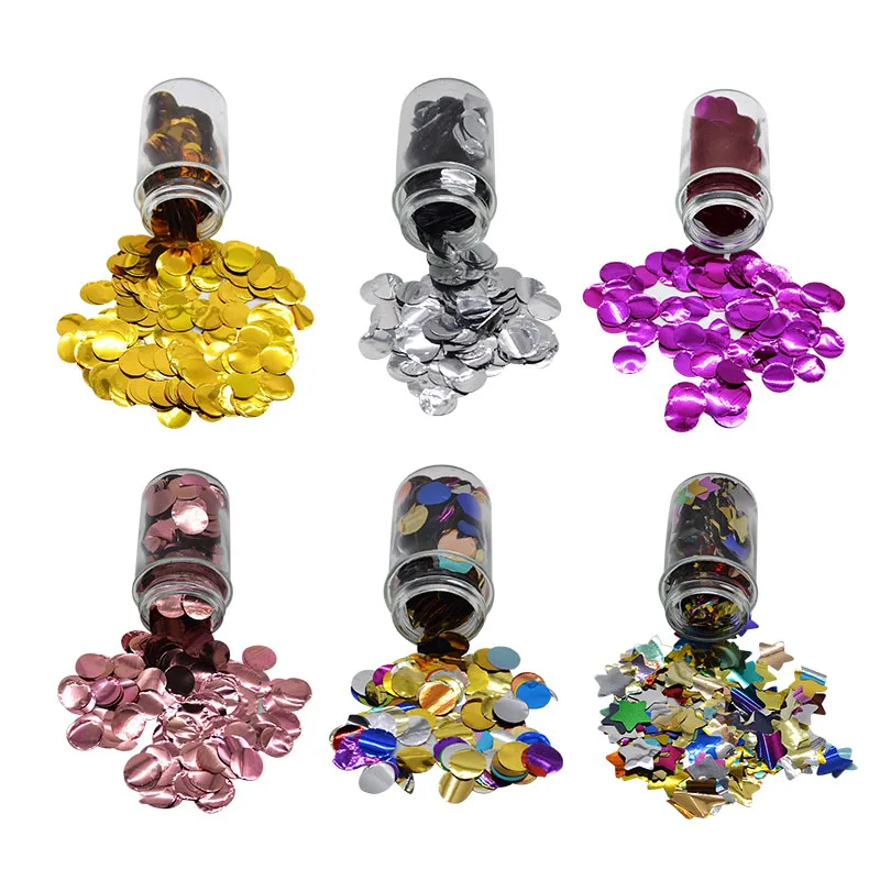 

10g/lot 1cm Metallic Foil Paper Confetti Colorful Styrofoam Balls Round Star Filling Ballon Confetti Wedding Birthday Decoration