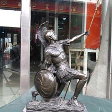 1" Греция Чистая Бронза Медь и Мраморный Рим воин Искусство скульптура Статуя
