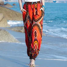 2017 Do Sexo Feminino verão harem pants casuais incendiar calças de cintura alta soltas calças florais mulheres Calças roupas de impressão Do Vintage plus size