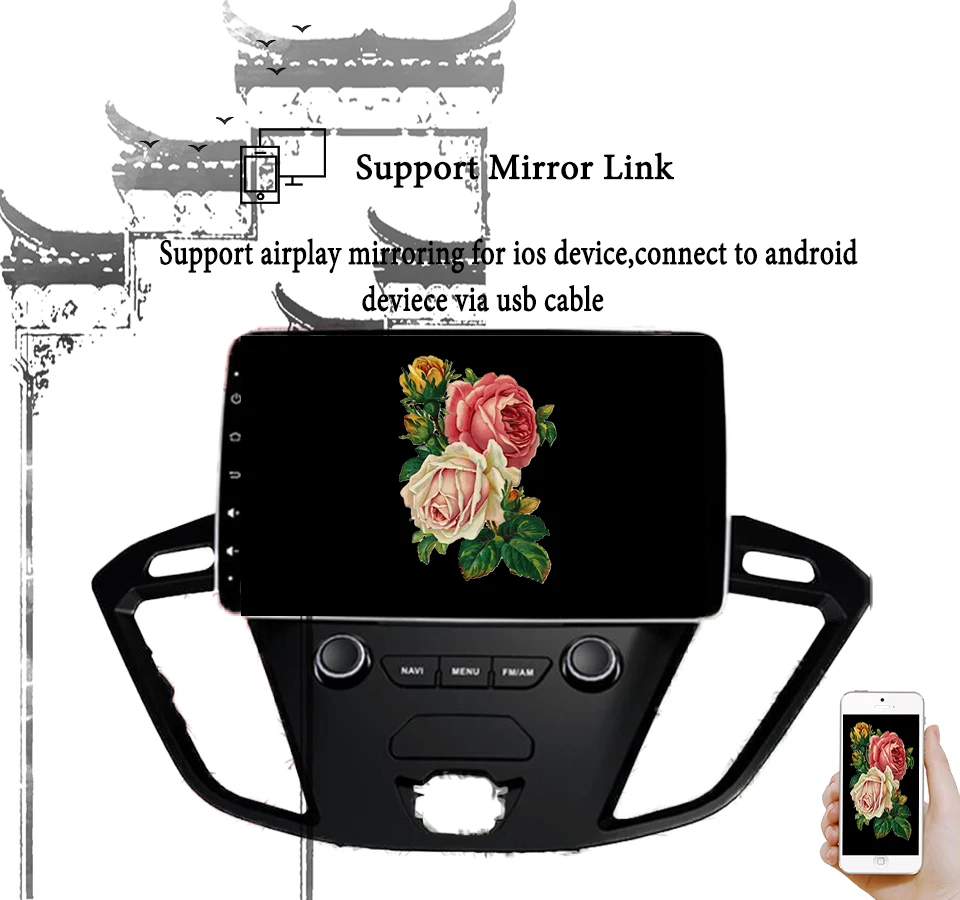 Top 2 Din 9 Inch Car DVD Player For Ford Tourneo/Transit 150/250/350/350 2013-2018 With 3/4G Radio GPS Navigation 1024*600 Head unit 9