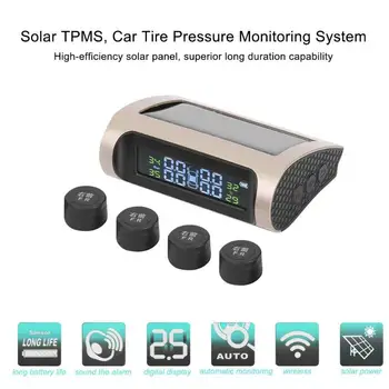 

Solar TPMS LCD Wireless Tire Pressure Sensor Automobile Pressure Gauge Car Tyre Pressure Monitoring System with 4 Sensors