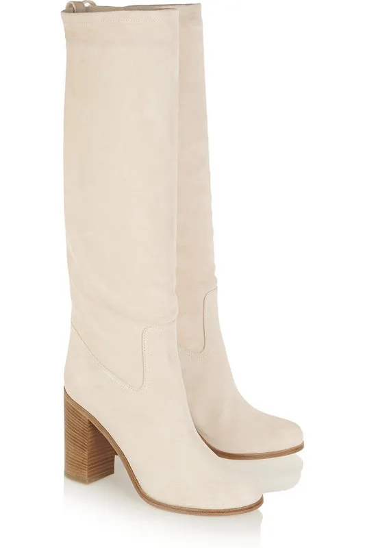 Fall Laarzen Voor Vrouw Dikke Hoge Hakken Lange Laarzen Beige Wit Suede  Knie Hoge Gladiator Laarzen Plus Size 42 Gratis verzending|gladiator  boots|boots for womanboots beige - AliExpress