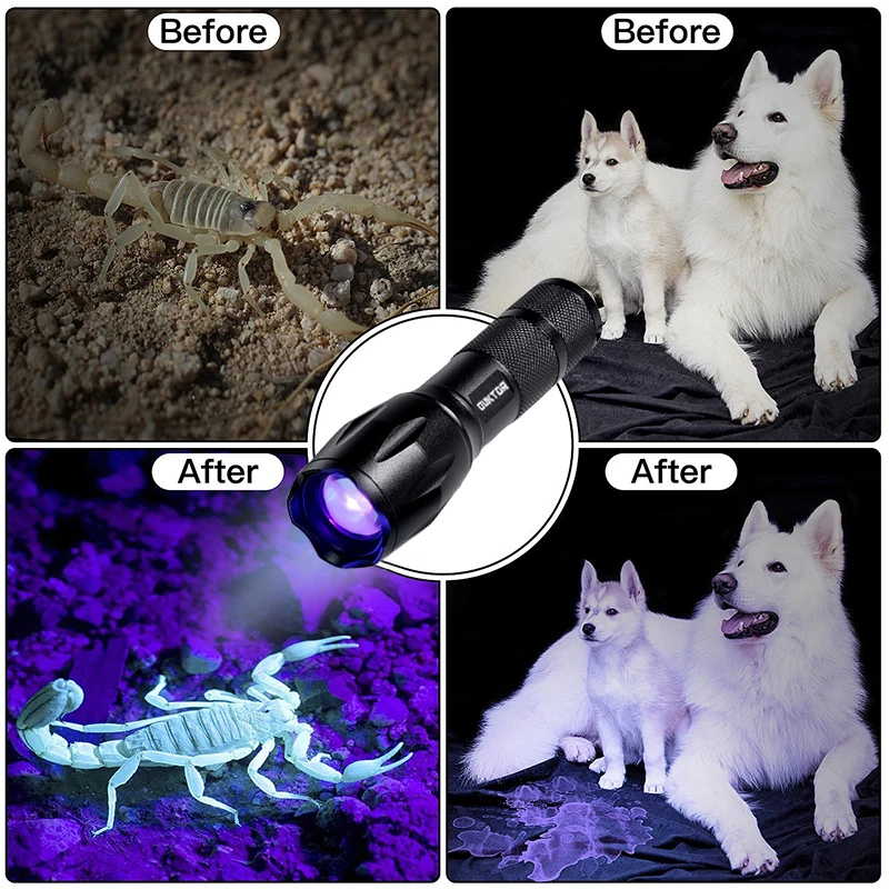 Ультрафиолетовый светодиодный фонарик 18650 нм, ультрафиолет, ультрафиолетовый фонарик, невидимый, масштабируемый, для пятен домашних животных, охотничий маркер для проверки
