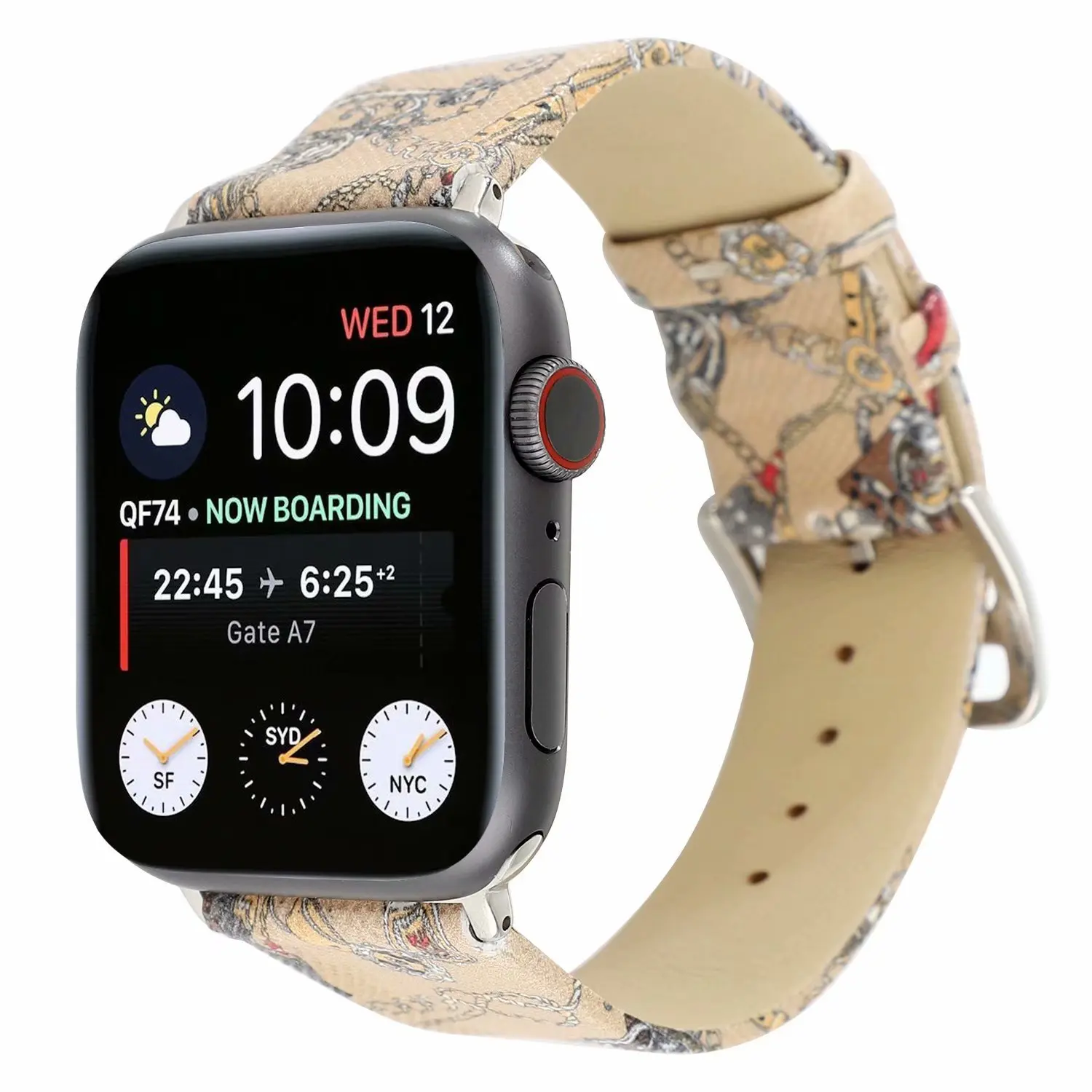 Цепь узор кожаный ремешок для наручных часов Apple Watch Series 5 4 44/40 мм кожаный браслет ремешок спортивный бесшовный для наручных часов iwatch серии, версия 1, 2, 3, ремешок 42/38 мм