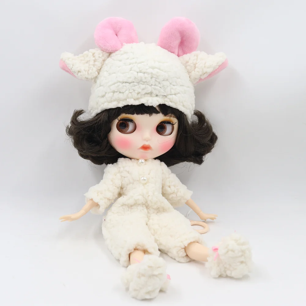 

Clothes for 1/6 Blyth doll Cute soft sheep suit with hat shoes girl gift ICY BJD toy