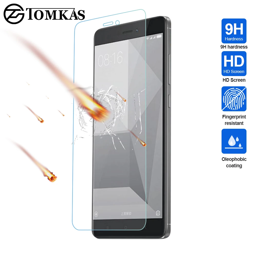 TOMKAS Tempered Glass For Xiaomi Note 3 Screen Protector Ultra Thin Mi 4 4C Protective Film Case | Мобильные телефоны и