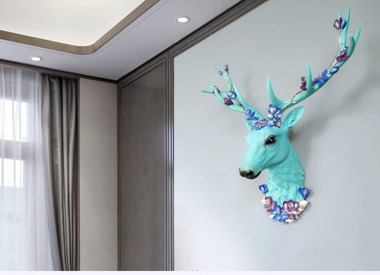 Big Deer Head Statue Home Decoration Accessories 3D Abstract Sculpture