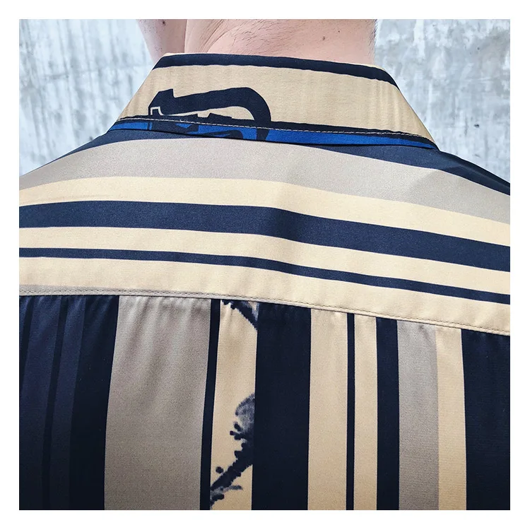 Роскошный золотистый и черный рубашка летние шорты с длинными рукавами модные дизайнерские вечерние Клубные туфли на выпускной вечерние рубашка Стильный Золотой вышитые биссером тонкие рубашки для Для мужчин