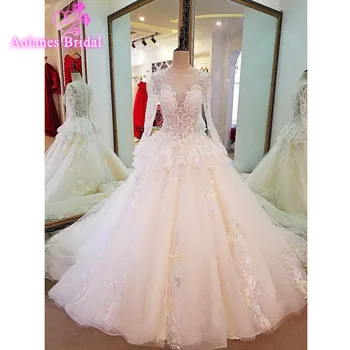 

Vestido de Noiva Princess Arabic Wedding Dress 2017 Long Sleeve Lace Appliques Bead Wedding Gowns Real Robe de Mariage Trouwjurk