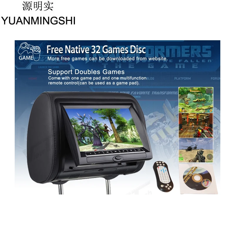 Cheap YUANMINGSHI Car DVD Player With 9 Inch Car Headrest DVD Player Monitor Support USB SD Games Remote Control 4