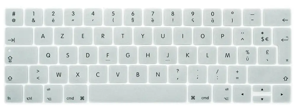 French layout EU Keyboard Cover For macbook touchbar 13"15"A1990 A1989 A1707 A1706 AZERT Laptop Keyboard Protective Film - Цвет: Серебристый