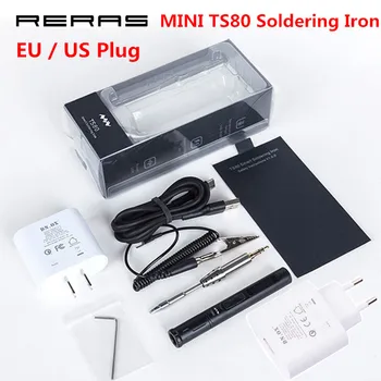 

MINI TS80 Digital Soldering Iron Station QC3.0 USB Type-C OLED Programable Interface STM32 Chip Tips Set of Tools US EU Plug New