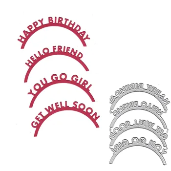 

Metal Cutting Die Blessed Words Happy Birthday Dies Scrapbooking Stencil Template for Paper Album Card Gift Decor Knife New Dies