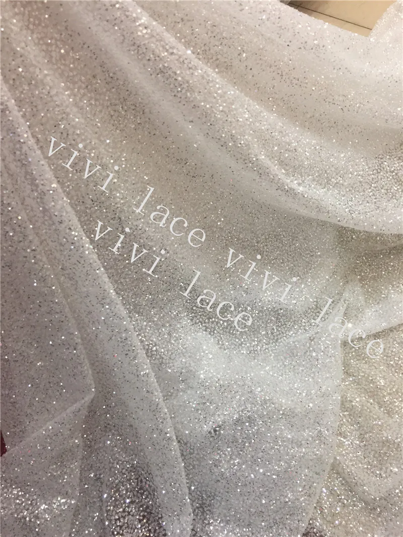 Лучшее качество 5yards hl419 Сияющий Кристалл Dot Pattern клееного печати Блеск Тюль ажурная ткань для вечернее платье/партии, компанией DHL