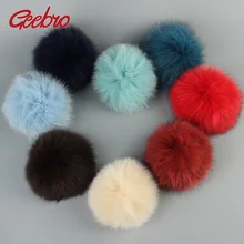 Geebro 5 шт. 14 см оригинальная натуральная лиса Меховые помпоны Большие шарики из натурального меха для зимних шапочек аксессуары для шарфа помпон из натурального меха