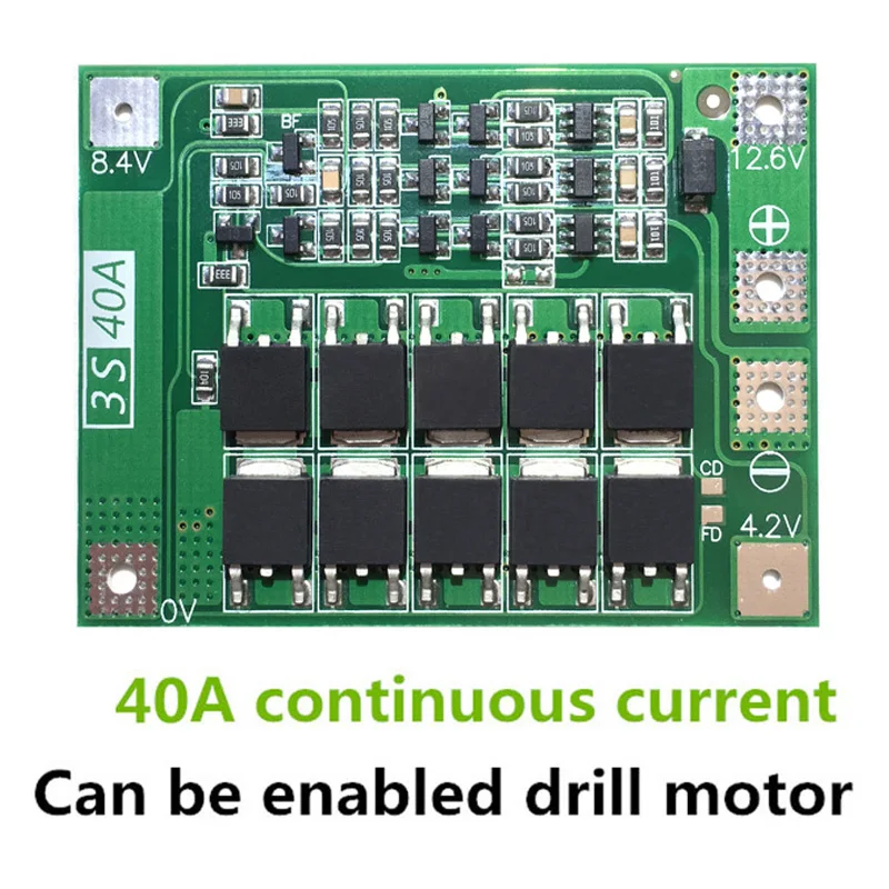 3S 40A литий-ионная батарея зарядное устройство Защитная плата PCB BMS для электродвигателя 11,1 В 12,6 в Lipo ячеечный модуль с балансом