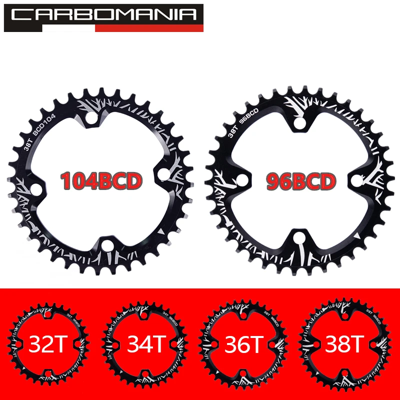 

Bicycle Crank 104BCD/96BCD Round Shape Narrow Wide 32T/34T/36T/38T MTB Chainring Bike Circle Crankset Single Plate Chainwheel