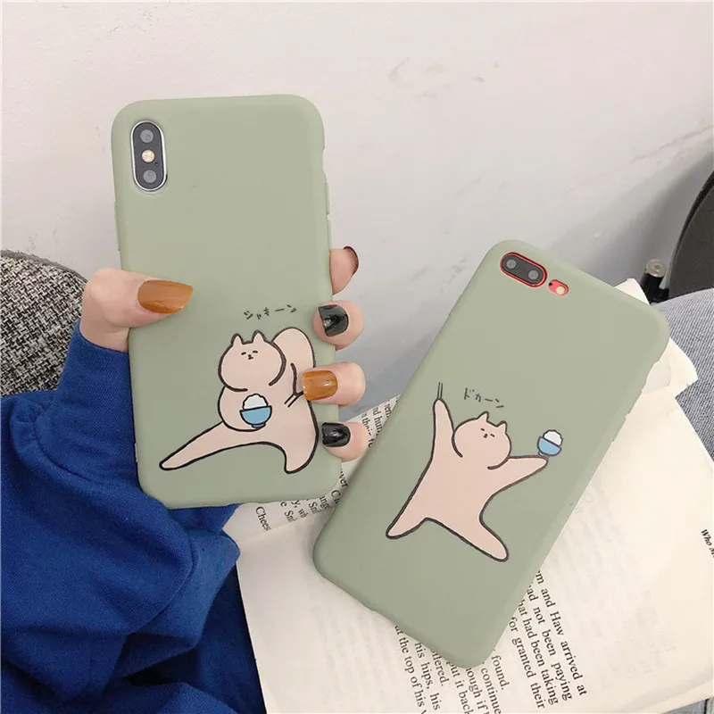 

Japan Kawaii Cartoon cat phone case for coque iphone 7 plus case for 8 6S 6 plus kitten back case silicon for iphone cover XS XR