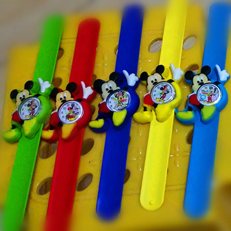 

2018 New Cool Cartoon Q Version Of Children's Pat Table Multi-color Double Mickey Pattern Student Birthday Gift Watch