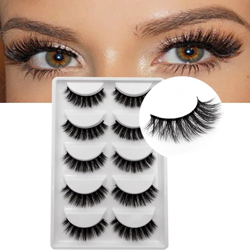 

New B Serie 5 Pairs Mink Eyelashes Natural Makeup Long 3D Volume Korea Lashes Hand Made Soft False Eyelashes Extension maquiagem