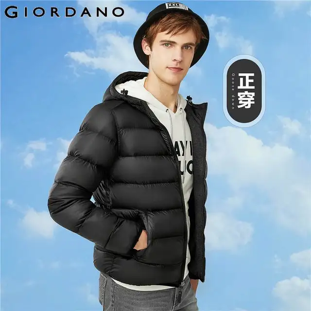 Giordano Men Down Jacket Men Reversible Style Hooded Lightweight Down Jacket Men Machine-washable Windproof Packable - Image 4