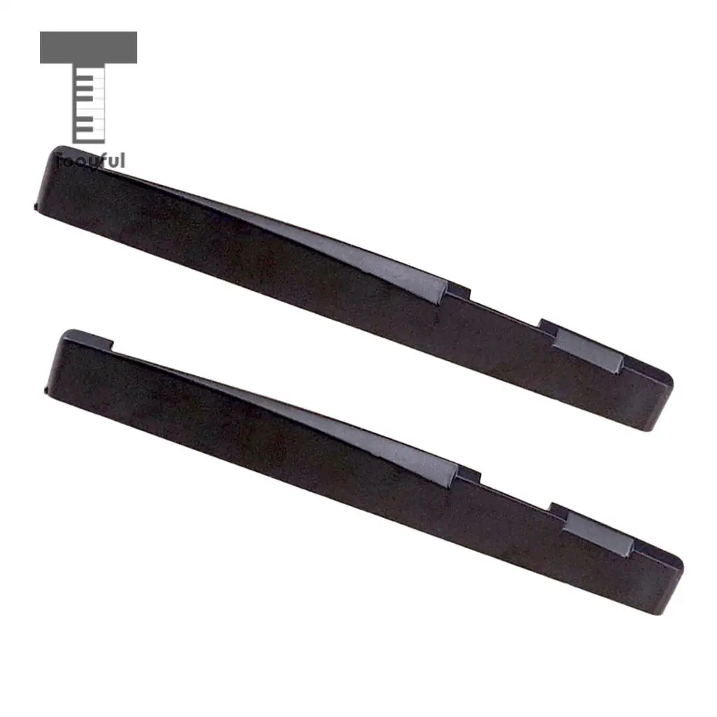 Tooyful Durable 2 Pieces Black Plastic Slotted Acoustic Guitar Bridge Saddles DIY Musical Instrument Accessory