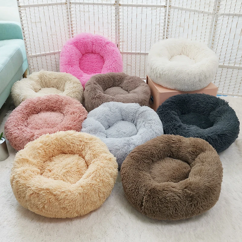 

Warm Fleece Dog Bed 5 Sizes Round Pet Lounger Cushion For Small Medium Large Dogs & Cat Winter Dog Kennel Puppy Mat Pet Bed
