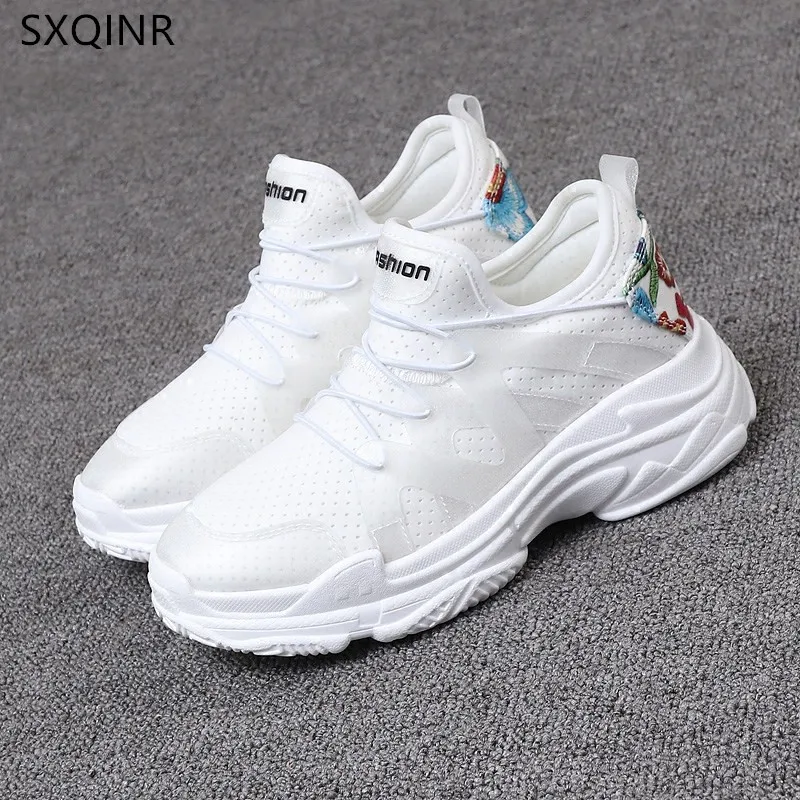 

2018 Breathable Woman casual shoes Spring Summer Mesh women Fashion Shoes Trainers White Platform Women Shoes Size 35-41