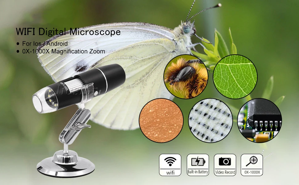 Wifi беспроводной USB цифровой микроскоп 1000X камера портативный монета эндоскоп для iPhone iPad Android Xiaomi huawei samsung телефон