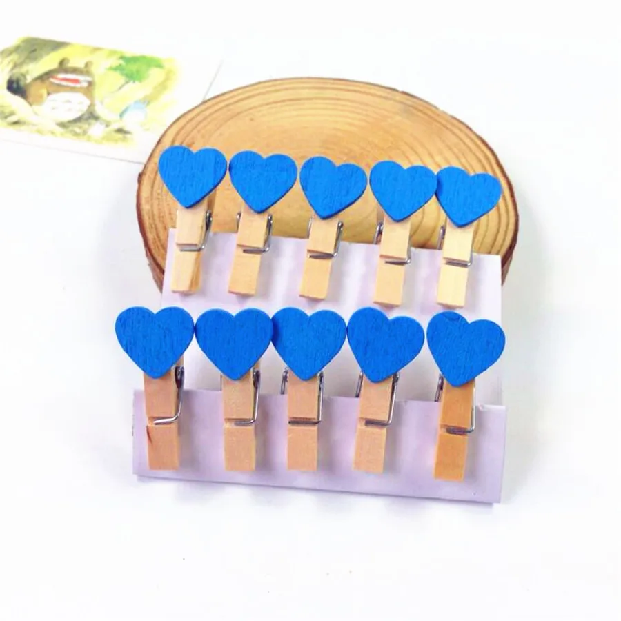 15 упаковок/Лот Синий Сердце Деревянный зажим миниатюрный зажим для бумаги Модный Специальный подарок офис и Школа Поставщик