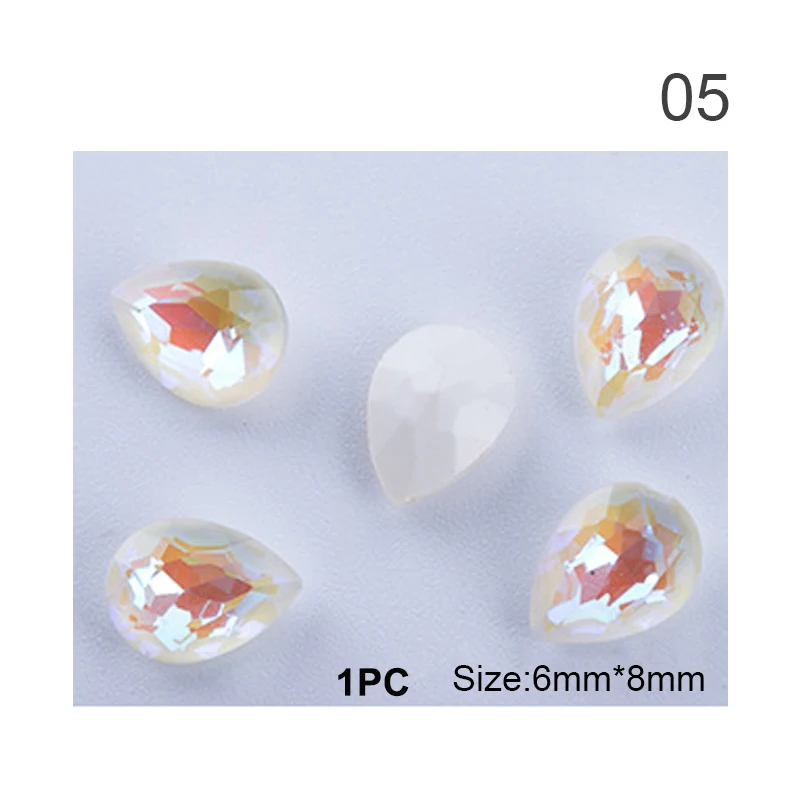 10PCS Irregular Nail Art Rhinestones Colorful Semicircle Crystal Flat Back 3D Nail Jewelry Decorations 1Pc Fluorescence Stone - Цвет: 010
