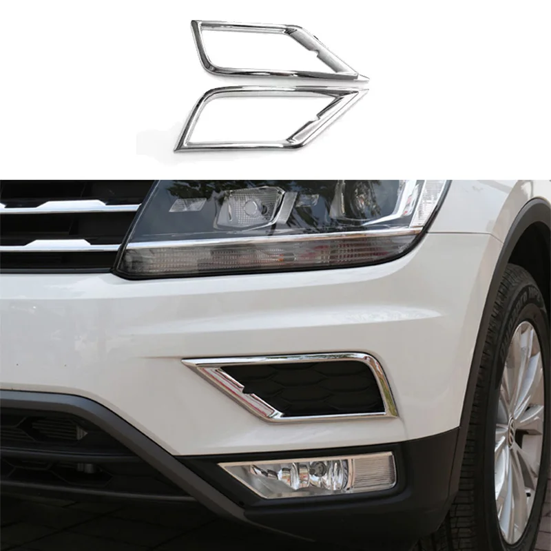 NWIEV 3D Автомобильные наклейки для VW Tiguan Volkswagen Tiguan 2 Mk2 Противотуманные фары лампы хромированные ABS Чехлы для отделки рамы аксессуары - Название цвета: Upper part A