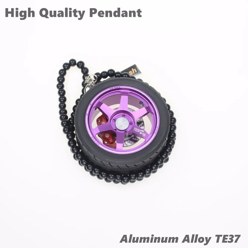 

New Arrival Car Hanging Keychain Wheel Alloy TE37 Rim Keyring For Key Ring Rearview Mirror Pendant Auto Decoration For Key Chain